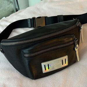 Coach Black Belt Bag with Silver Accents